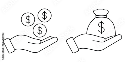 Financial investment icon set. Financial Assistance and Generosity symbol. vector illustration.