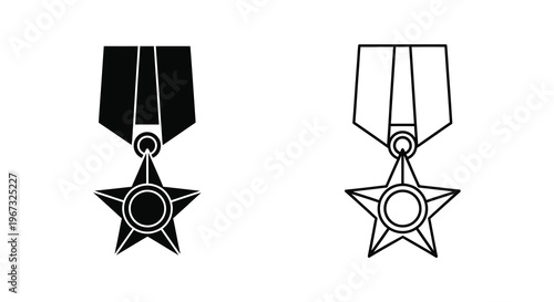 Two soviet medals one dark and one light presented as a black silhouette