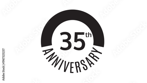 Thirty-fifth anniversary logo with bold black numbers and text arranged in a circle on a white background.