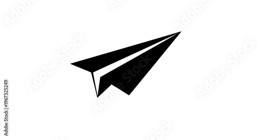 Black paper airplane icon on a white background.