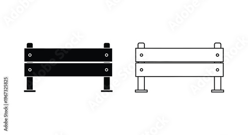Two benches one dark and one light depicted in a simple silhouette