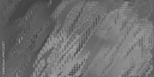 Dark monochrome abstract digital art with textured, distorted geometric and organic forms creating a deep, complex visual pattern for backgrounds