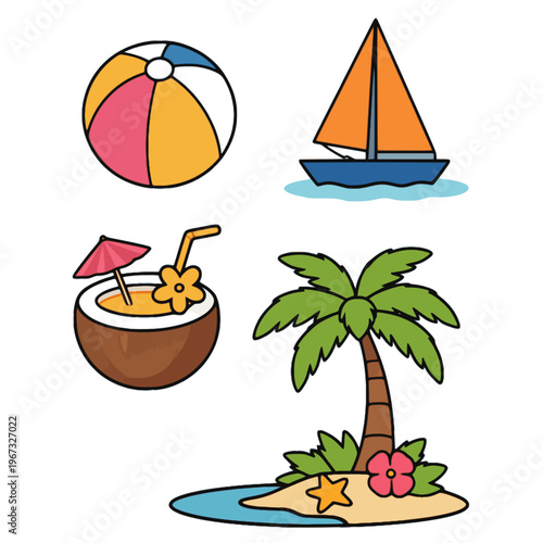 stylish summer vector elements illustration