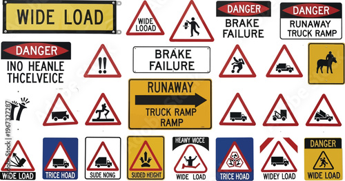 Road warning signs provide traffic safety.