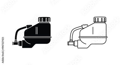 Two depictions of a fluid reservoir one solid one outline silhouette