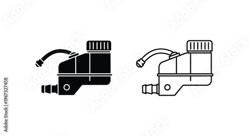 Two brake fluid reservoir icons one filled and one outline silhouette