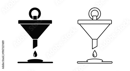 Two funnel icons one filled and one empty in a minimalist silhouette