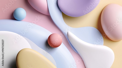 Colorful Shapes Create a Design on a Light Background in Modern Art Setting