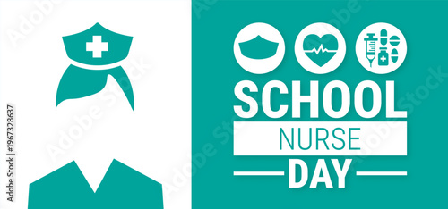 school nurse day background, banner, card or poster design template is observed every year during May, to raise awareness about the mission. Vector illustration.
