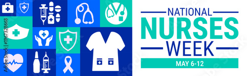 National Nurses Week Geometric shape pattern background, banner, card or poster design template is observed every year during May, to raise awareness about the mission. Vector illustration.