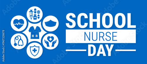 school nurse day background, banner, card or poster design template is observed every year during May, to raise awareness about the mission. Vector illustration.
