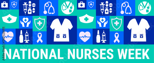 National Nurses Week background, banner, card or poster design template is observed every year during May, to raise awareness about the mission. Vector illustration.