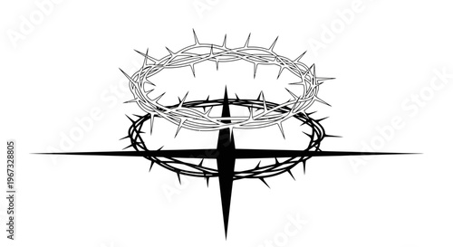 Crown of thorns on cross symbol.