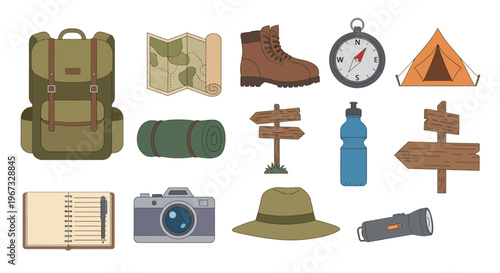 Camping gear and travel accessories.