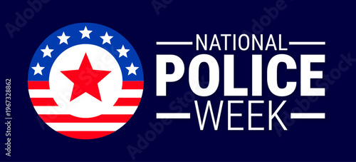 national police week background, banner, card or poster design template is observed every year during May, to raise awareness about the mission. Vector illustration.