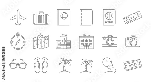 Travel icons and symbols collection.