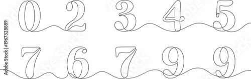Handwritten numbers from zero to nine in black ink on a white background