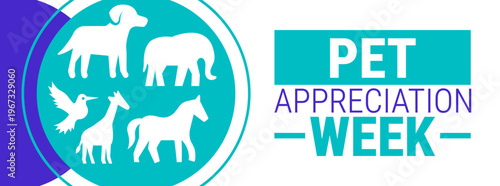 Pet Appreciation Week background, banner, card or poster design template is observed every year during May, to raise awareness about the mission. Vector illustration.