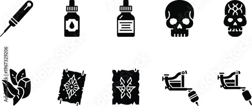 Tattoo Equipment and Designs Icons