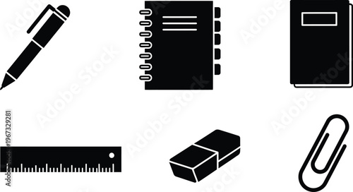 Stationery and Office Supplies Icons Set Vector