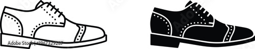 Formal shoes icon vector with line and solid styles, classic footwear illustration design