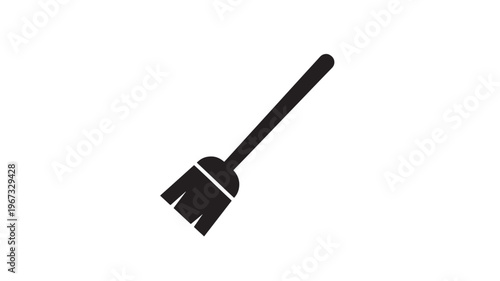 Broom icon with simple black design on a white background, representing cleaning and sweeping tools.
