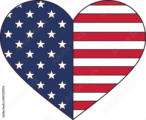Memorial day heart patriotic american flag design for remembrance and honoring heroes