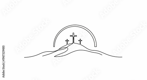 Three Crosses on a Hilltop Silhouette 1.
