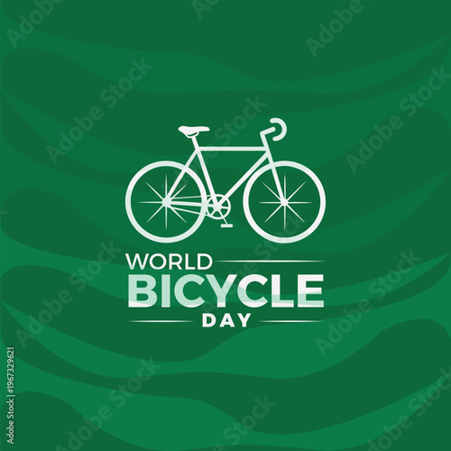 World bicycle day green poster with white bicycle