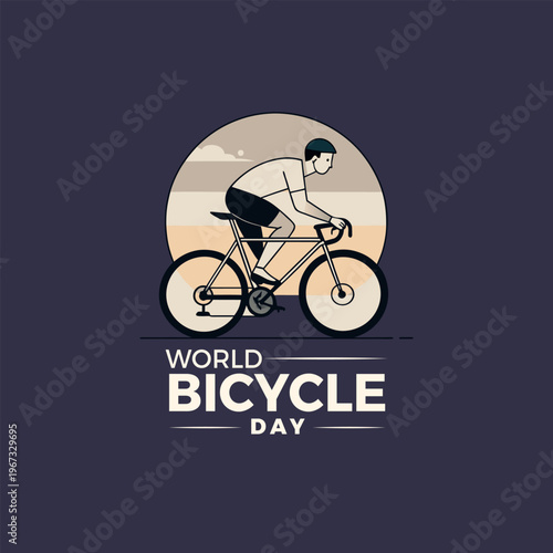 World bicycle day illustration with a man riding a bike