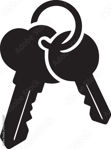 Minimalist Black Keyset Icon - Abstract Key Design Vector