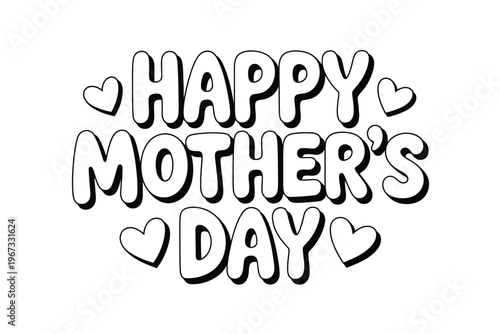 A colorful Happy Mother's Day greeting card with hearts and bold letters