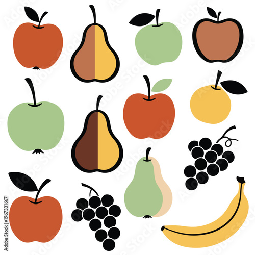 set of fruits and berries