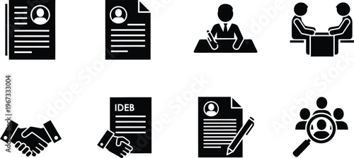 Collection of icons representing various aspects of business and career development