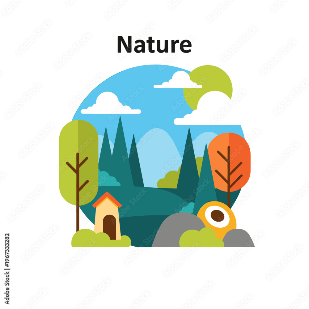 Naklejka premium A simple graphic illustration of a tree on a white background, conveying growth and nature.