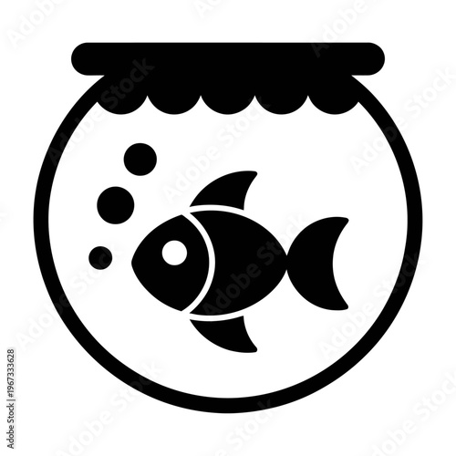 Vector of a colorful fish swimming inside a round fishbowl filled with water