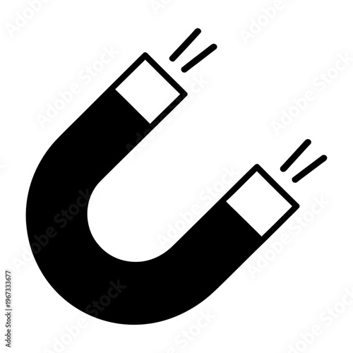 Vector magnet icon with stylized magnetic field lines extending from the poles