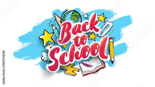 Colorful Back to School Graphic With Bright Colors and Fun Shapes
