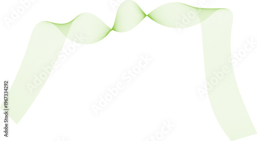 Vector illustration of a curved green ribbon on a white background with a floral nature design featuring spring leaf patterns and elegant wave elements for a modern ecology style card decoration