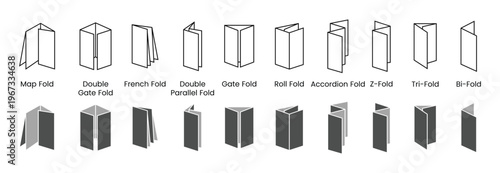 A collection of different folded paper designs are displayed showcasing varied configurations and techniques silhouette high quality professional detailed modern elegant stylish clean