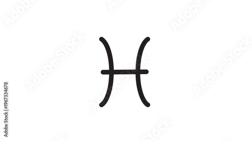 Pisces zodiac symbol with bold black lines on a clean white background, representing the astrological sign of the fishes.