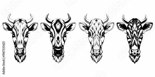 Four stylized impala heads arranged in a symmetrical graphic composition