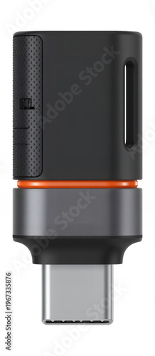 Black usb type c adapter with side slot gray