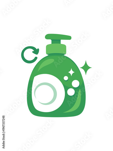 Dish soap refill icon. dish detergent, liquid detergent, pump bottle, kitchen cleaning, grease remover, bubbles, sink, refillable. flat vector illustration isolated on white background.