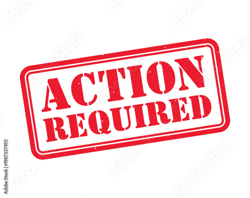 A bold red stamp proclaiming action required is prominently displayed against a stark white background a striking silhouette high quality professional detailed modern