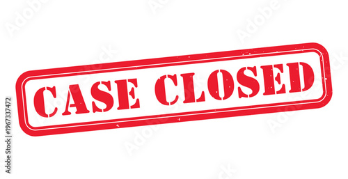 A bold rectangular red stamp displays the words case closed in white lettering creating a strong visual statement silhouette high quality professional detailed