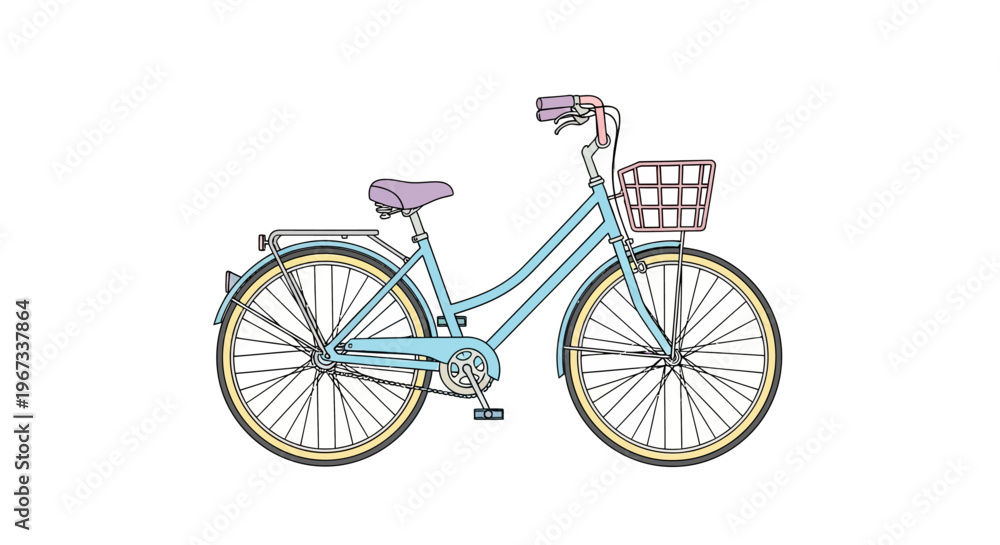 Fototapeta premium Teal bicycle with pink basket.