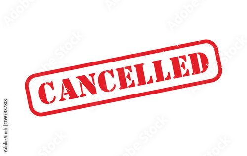 A striking red stamp displays the word cancelled in bold capital letters creating a powerful visual statement silhouette high quality professional detailed modern
