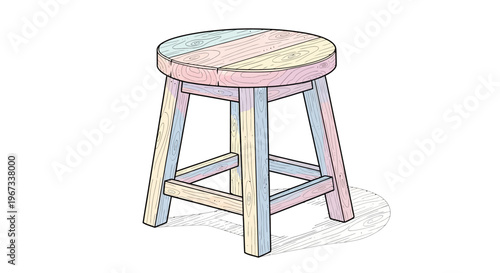 Colorful wooden stool with legs.
