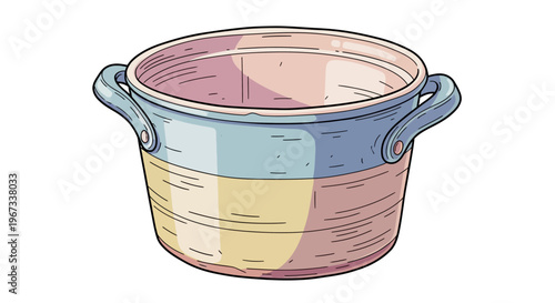 Colorful ceramic kitchen cooking pot.
